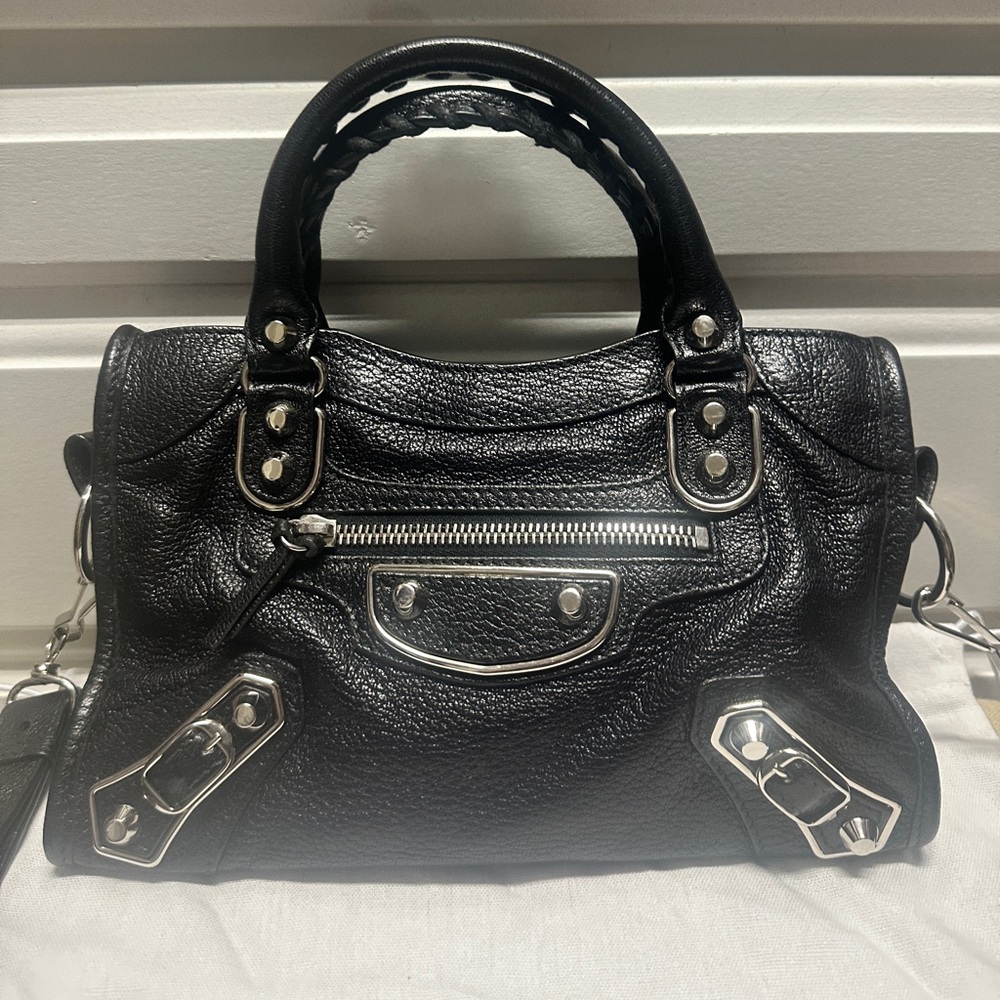 Authentic Balenciaga mini city black silver hardware